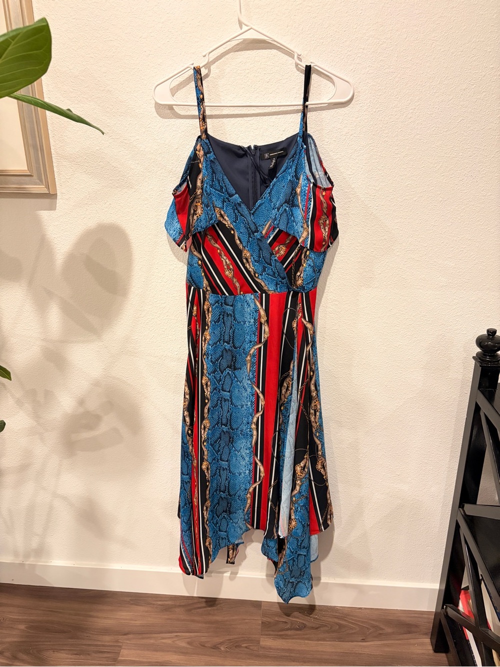 INC International Concepts Snake Belt Print Cold Shoulder Midi Dress Size 10